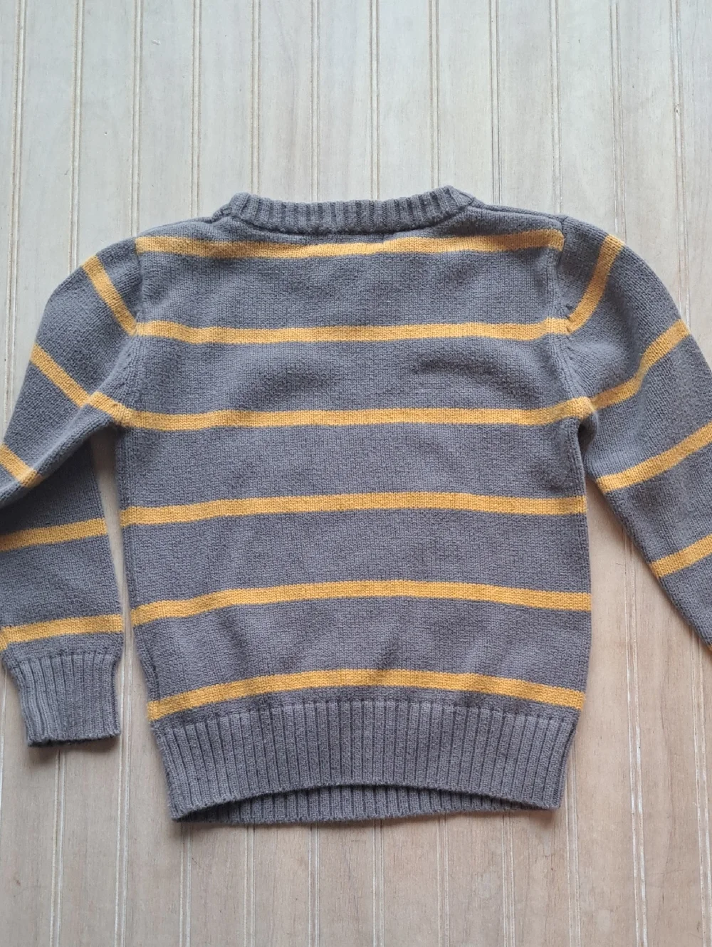 Andy & Evan Bear Intarsia 100% Cotton Knit Sweater Toddler 3T Gray Striped Comfy
